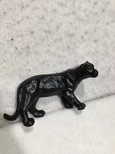 VTG 3Lb Heavy Cast Metal Black Panther Tiger Statue Figure Art 9.5" X 4.5" - Picture 1 of 6