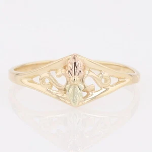 Black Hills Gold Two Leaves Statement Band Ring 10k Multi-Tone Gold Size 7.5 - Picture 1 of 6