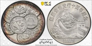 1991 China 3.3 Oz 10th Anniversary Panda Silver Coin Medal PCGS PR68 60mm - Picture 1 of 1