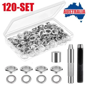 120 Sets 12mm Eyelets Grommet Washer Eyelet Punch Die Tool Kit Leather Canvas - Picture 1 of 9