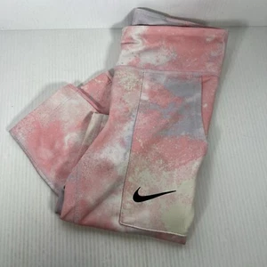 Nike One Dri-Fit Printed Leggings Youth S Pink/Blue - Picture 1 of 4