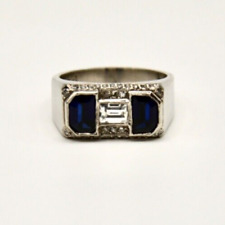 950 Platinum ring with 0,70ct natural sapphire & diamonds