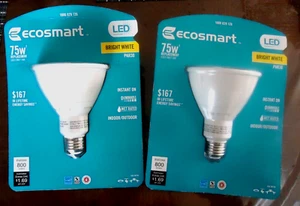 EcoSmart 75 Watt PAR30 Dimmable ENERGY STAR LED Bright White (2) Bulbs - Picture 1 of 6
