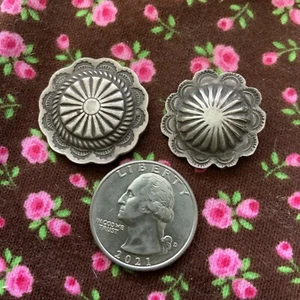 2 Vintage Harvey 40er Jahre Indianer Navajo Silber Türkis Concho Knöpfe - Bild 1 von 2