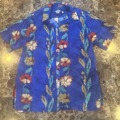 Vintage Jams World Shirt Aloha Hawaiian 80s Floral Red Size Large Rayon Silk EUC - Image 1 of 4