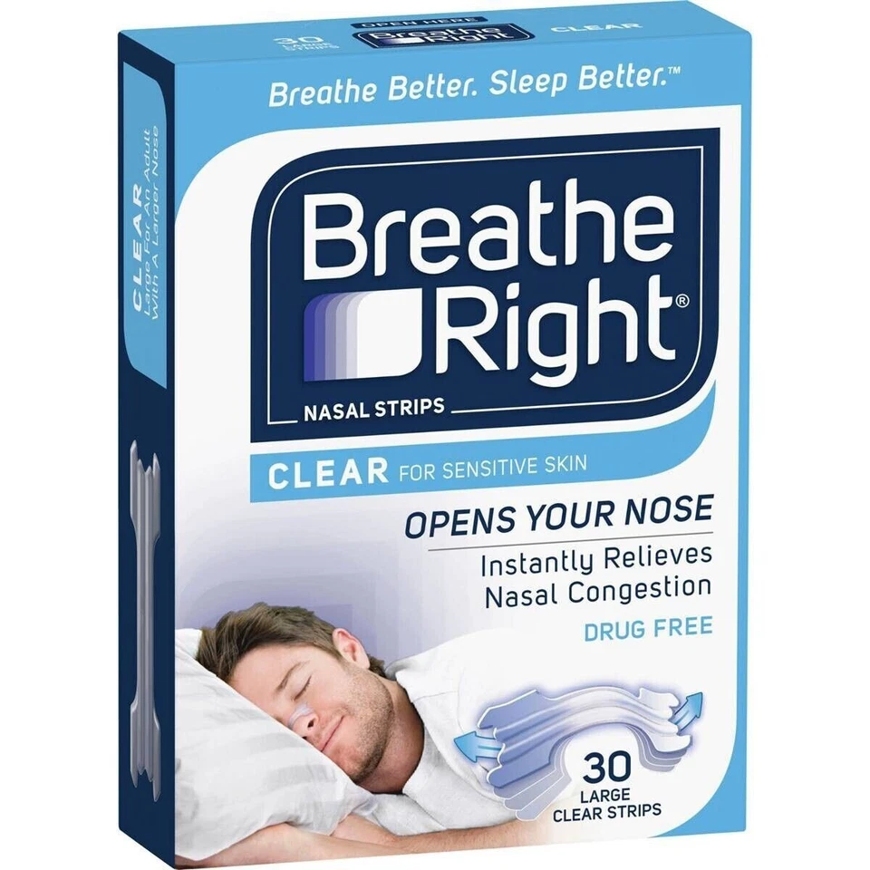 Breathe Right Nasal Strips Clear 30 Strips LARGE - image 1 of 3