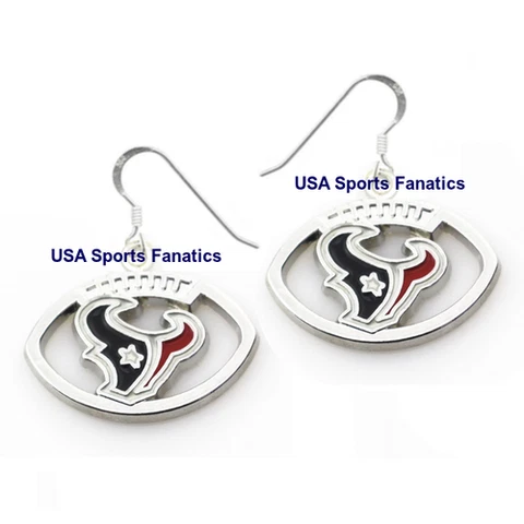Houston Texans Football Logo Pendant Earrings With 925 Earring Wires Cover