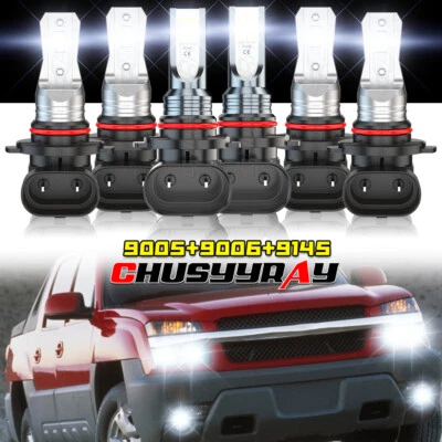 For Chevy Avalanche 2002-2005 6x 6000K LED Headlight Hi/Lo Beam Fog Light Bulbs - Image 1 of 4