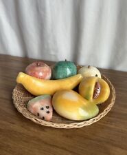 7 Piece Italian Alabaster Marble Stone Polished Fruit Set Collection