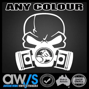 HOLDEN SKULL PISTON STICKER DECAL FOR CAR WINDOW GAS MASK HSV DRIFT HOON - Picture 1 of 4