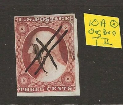 US Scott #10A Orange Brown Type II Used pen cancel as shown - Image 1 of 2