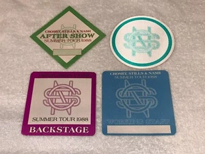 CROSBY STILLS NASH 4 UNUSED 1988 BACKSTAGE CONCERT TICKET PASSES CSN PASS   USA - Picture 1 of 8