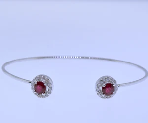 Women's 14K White Gold Diamond Ruby Cuff Bracelet Regular - Picture 1 of 3