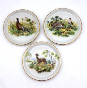 Vtg Schwarzenhammer Bavaria West Germany Wildlife Plates Coasters Gold Rim 3.75" - Picture 1 of 7