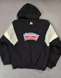 San Antonio Spurs Starter Vintage Texas NBA Sports 1/2 Zip Jacket Hoodie Coat -L - Picture 1 of 16