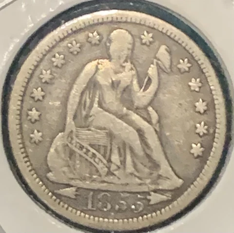 1855 Liberty Seated Dime Fortin-103 Choice Very Fine Plus Cover