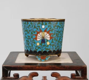 Antique Chinese cloisonne enamel tripod censer 17th c - Picture 1 of 19