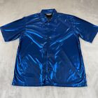 Vintage Serious Shirt Men XL Metallic Blue Short Sleeve Goth Y2K Punk Club