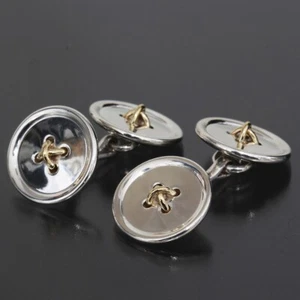 Tiffany & Co. Button Motif Cufflink Combination K18YG SV925 Newly Polished 6190A - Picture 1 of 4