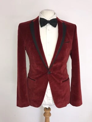 HUGO BOSS -Mens RED VELVET TUXEDO JACKET - 38 Reg - GORGEOUS Evening Jacket - Image 1 of 4