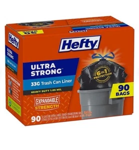 Hefty Ultra Strong Drawstring Trash Bags, Unscented 33 gal., 90 ct. - Picture 1 of 4