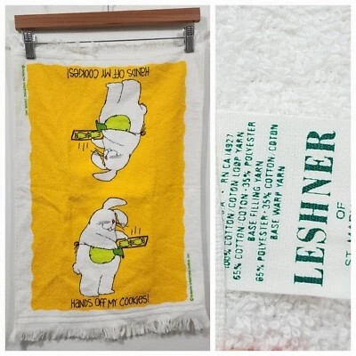 Vintage Leshner x Gibson "Hand Off My Cookies" Funny Bunny Terry Kitchen Towel - Image 1 of 4