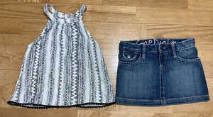 Girls Old Navy & Gap Outfit size 6 - Black Printed Tank w/Jean Skirt EUC - Picture 1 of 7