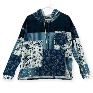 NWT Lily By Firmiana Hoodie Top Womens XL Patchwork Paisley Print Long Sleeve - Picture 1 of 7