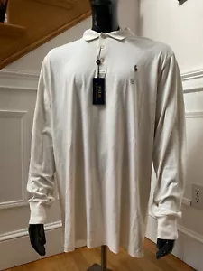 POLO RALPH LAUREN Mens Off-White Soft Touch Long Sleeve Polo Shirt Sz XXL - Picture 1 of 5