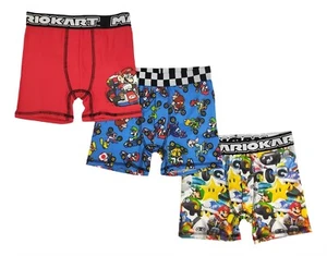 Super Mario Underwear Boys Small 6 Mariokart Boxer Briefs Performance 3-Pack Kid - Picture 1 of 4