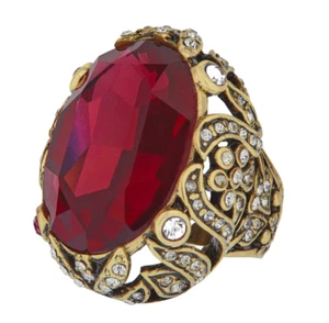 New $130 HEIDI DAUS Dare to Wear Oval Dramatic Stone Ring Sz 8 Ruby - Picture 1 of 11