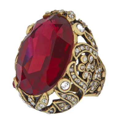 New $130 HEIDI DAUS Dare to Wear Oval Dramatic Stone Ring Sz 8 Ruby - Image 1 of 4