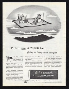 1943 AiResearch Manufacturing Postwar Airliner Fly Living Room Comfort Print Ad - Bild 1 von 3