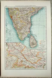 Südindien: Original Karte von 1903 von Velhagen & Klasing. Ceylon Antik - Bild 1 von 3
