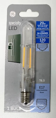 93129007 GE SPECIALTY LED 20W 1 BULB T6.5 E17 INTERMEDIATE BASE 120 VOLT - Image 1 of 2
