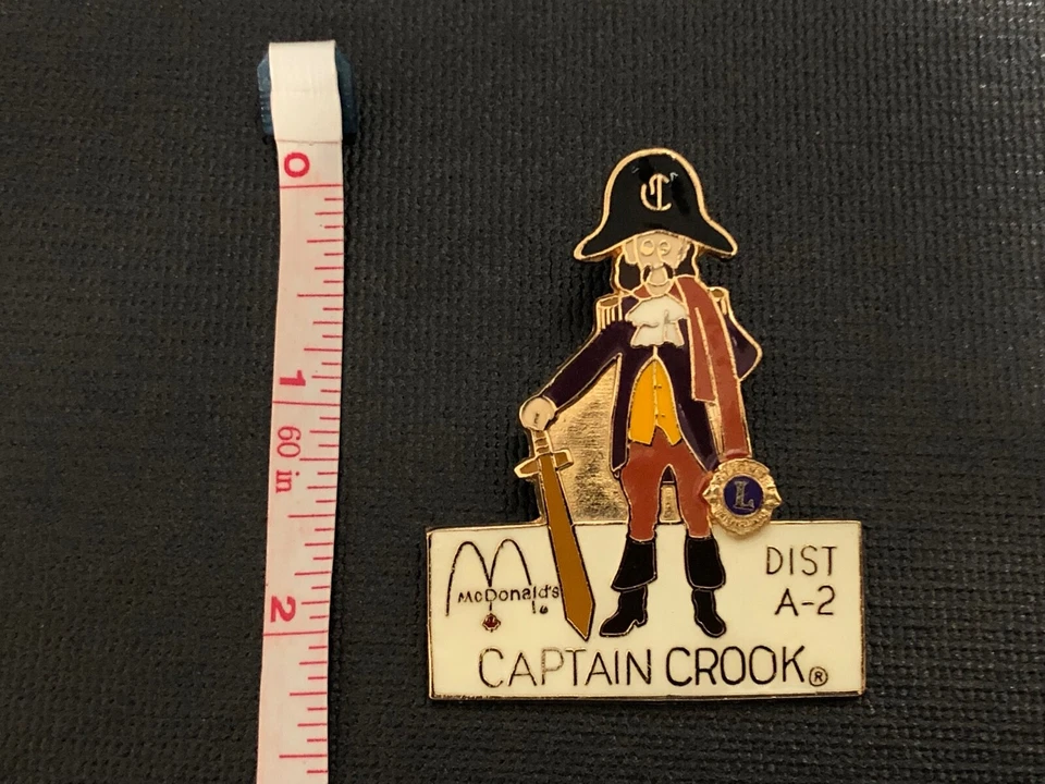Vintage McDonald's Lion's Club CAPTAIN CROOK  Large Heavy Rare Pin 2" long - Image 1 of 1