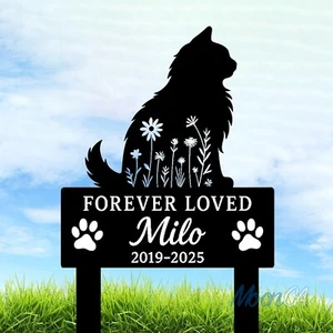Estaca conmemorativa de gato personalizada, marcador de tumba de gato, letrero de metal con nombre de gato, memorial de mascotas - Imagen 1 de 9