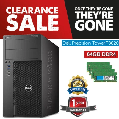 Dell Precision 3620 E3-1220V6 E5-1270v6 Turbo 3.90GHz 64GB DDR4 M.2 NVMe LOT - Image 1 of 4