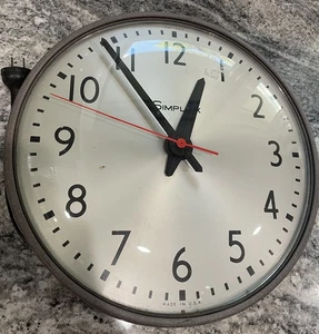 Vintage Simplex 507-049 School Work Wall Clock 13.5" Convex Glass Works! - Picture 1 of 8