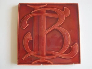 ANTIQUE 6" SQ. PILKINGTONS BURGUNDY TLB (TOOTALL, BROADHURST, LEE) TILE C1900 - Picture 1 of 2