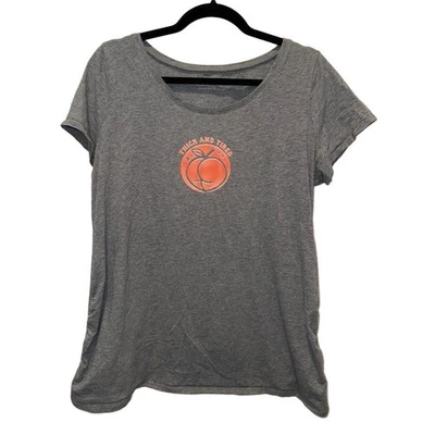 BumpStart Maternity T-Shirt Size XL Grey Orange "Thick & Tired" Peach Ruched - Image 1 of 4