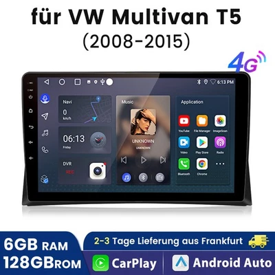 Carplay Android14 Autoradio Für VW Multivan T5 08-2015 GPS Nav WIFI DAB+ 6+128GB - Bild 1 von 4