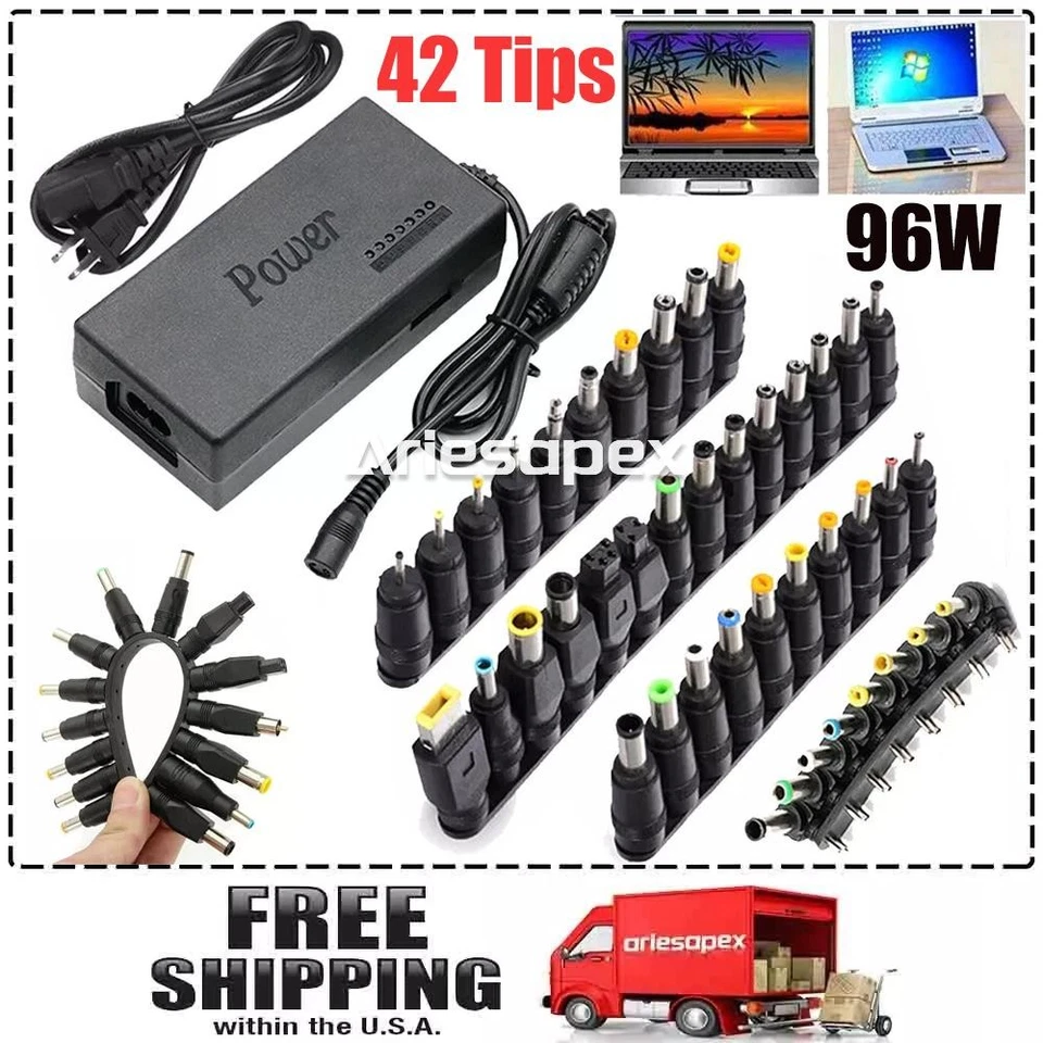96W Universal Laptop Power Supply Charger Adapter w/ 42 Tips Notebook Charger US - Image 1 of 4