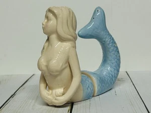 Mermaid 2 Piece Salt And Pepper Shakers 4 1/2 X 5” Blue /White Summer Pool Decor - Picture 1 of 9
