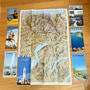 7 - 1950s & 60s SWITZERLAND Brochures/ Maps - Lugano / Geneva / Ticino / Lucerne - Picture 1 of 24
