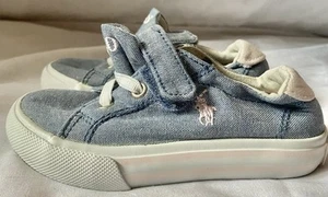 Unisex Kleinkind Polo Ralph Lauren Turnschuhe Größe 6 - Denim mit rosa Pony - Bild 1 von 8
