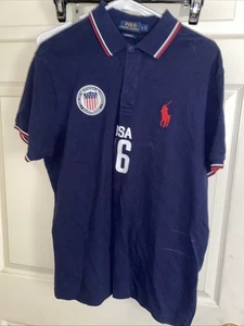Polo Ralph Lauren Poloshirt Herren L Navy Blau USA 16 Custom Fit Olympic Team - Bild 1 von 4