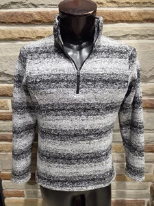 Pullover para mujer Lands End con cremallera polar gris, blanco y negro a rayas talla S - Imagen 1 de 9