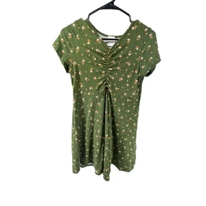 Heart & Arrow Girls Army Green Floral Short Sleeve T-Shirt Dress Youth Size 16 - Picture 1 of 6