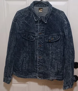 Vtg 80s 90s LEE Acid Wash Denim Jacket Blue - Men's L - Made in USA Lee Riders - Picture 1 of 4